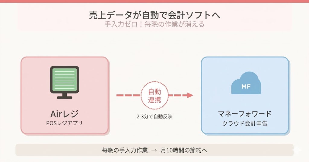 売上データが自動で会計ソフトへ 手入力ゼロ!連携フロー図