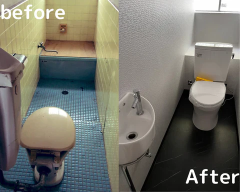 マカロン店「いろはのおと」の手洗い・給湯設備工事の様子。食品衛生法の施設基準に沿って保健所指摘のお湯が出る手洗い場を設置。