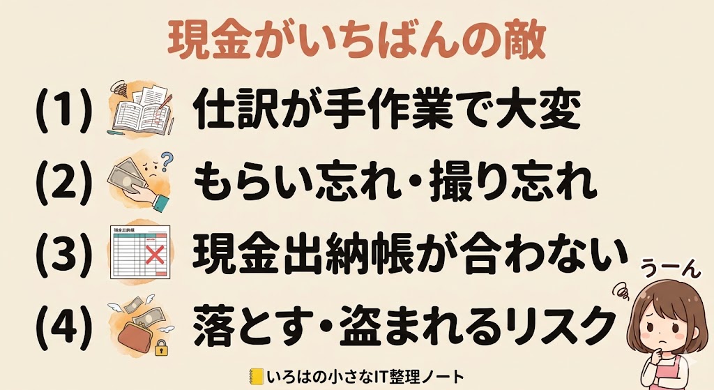 現金がいちばんの敵な4つの理由の図解
