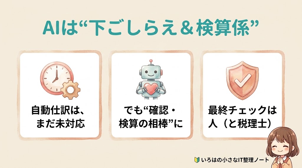 AIは下ごしらえと検算係というまとめ図解
