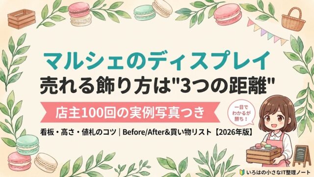 マルシェのディスプレイ決定版のアイキャッチ画像｜売れる飾り方は3つの距離で決まる・店主100回の実例写真つき