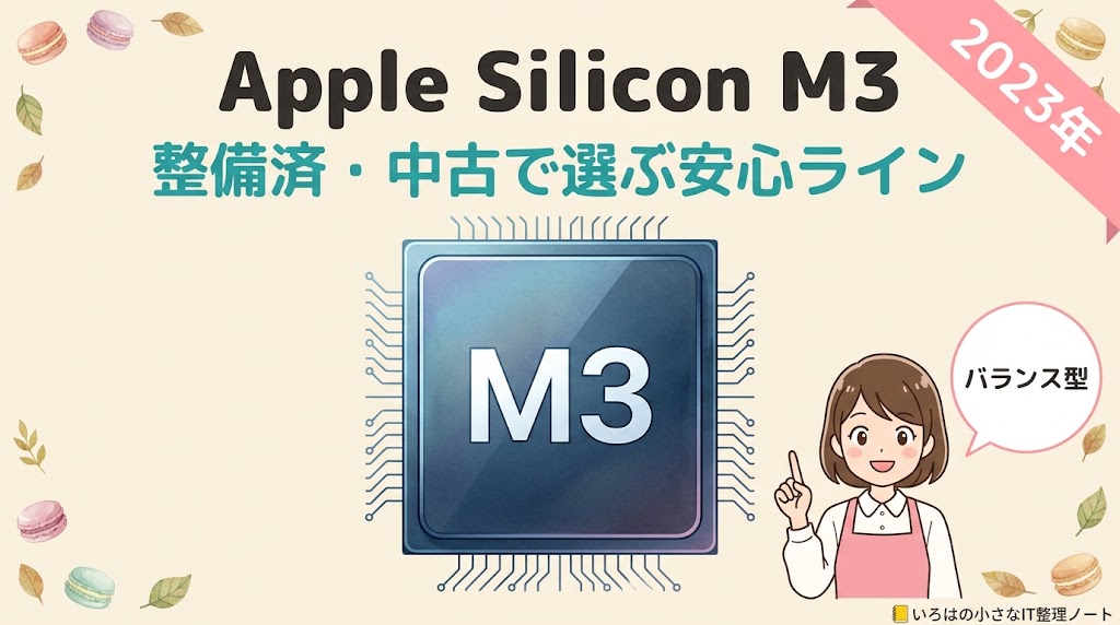 Apple Silicon M3チップの図解|2023年発売・整備済・中古で選ぶ安心ライン。バランス型