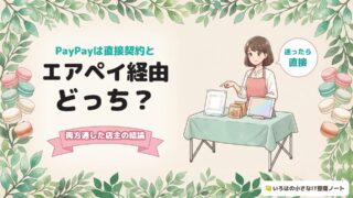 PayPayは直接契約とエアペイ経由どっち?両方通した店主の結論、のアイキャッチ。吹き出しに「迷ったら直接」